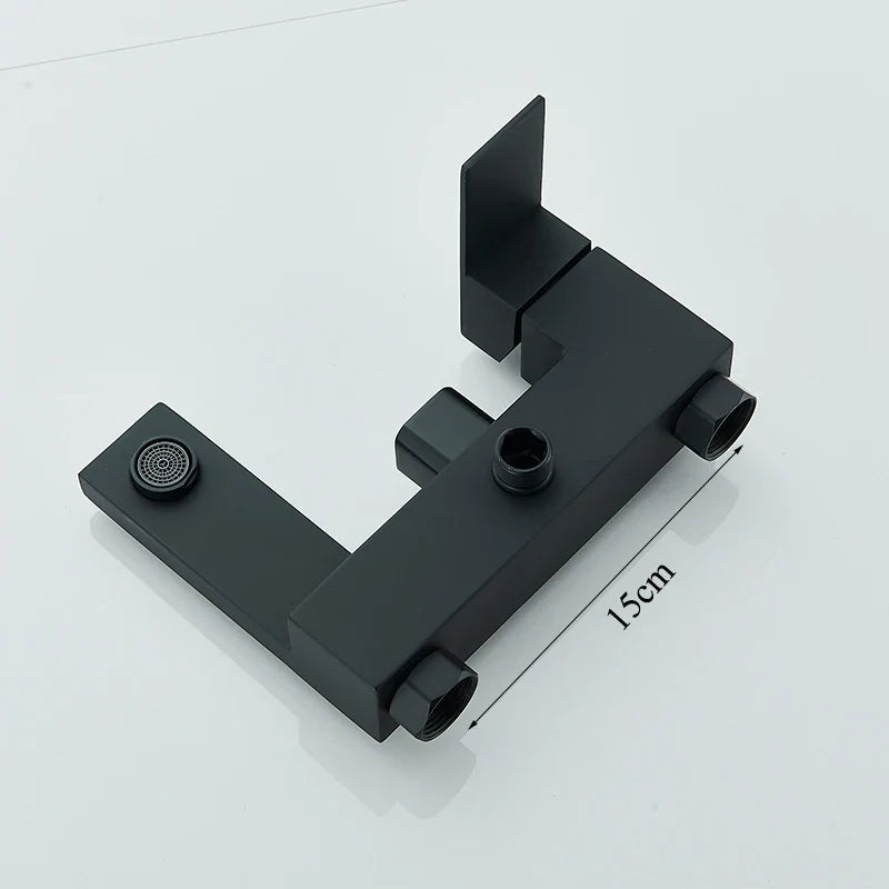 Afralia™ Matte Black Stainless Steel Shower Faucet Set with Rainfall Waterfall Bathtub Mixer