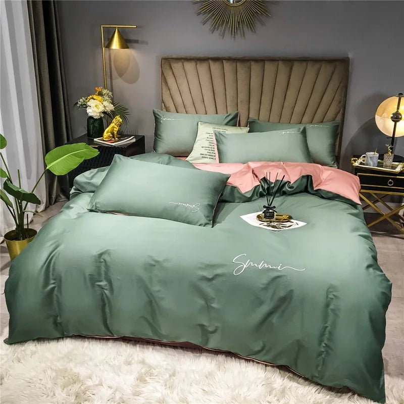 Afralia™ Egyptian Cotton Bedding Set with Sheet Pillowcase Blanket Cover - Queen King Size