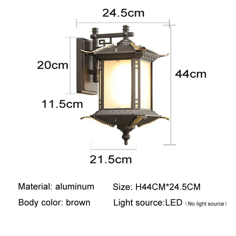 Afralia™ Outdoor Waterproof Chinese Style Wall Lamp for Courtyard, Balcony, Garden, Walkway