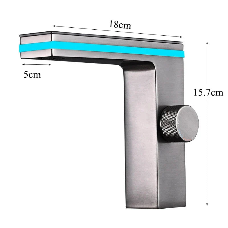 Afralia™ LED Temperature Display Basin Faucet with LCD Screen, Cold Hot Mixer Sink Tap