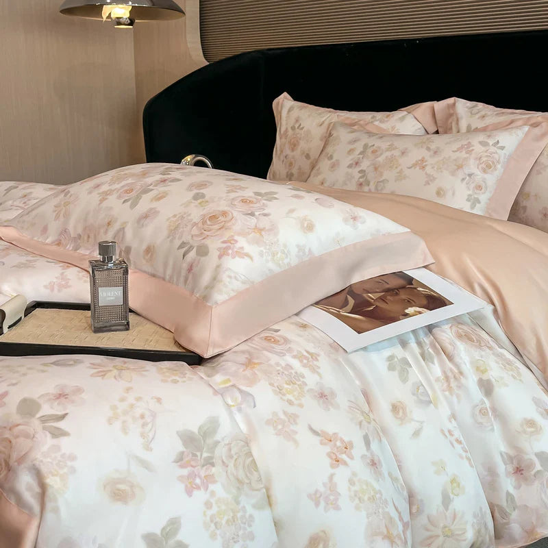 Afralia™ Eucalyptus Fiber Flowers Bedding Set: Duvet Cover, Bed Sheet, Pillowcase - 4Pcs