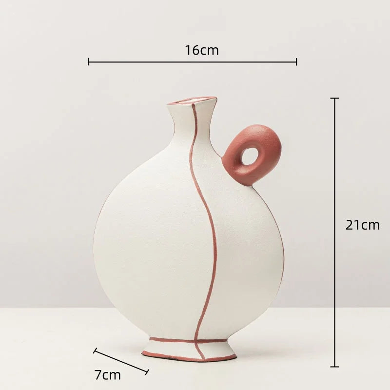 Afralia™ Geometric Black Lines Resin Vase - Handcrafted Floral Home Decor