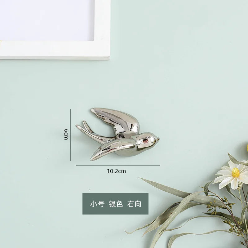 Afralia™ Golden Bird Swallow Sculpture Wall Decor Three-dimensional Handicrafts