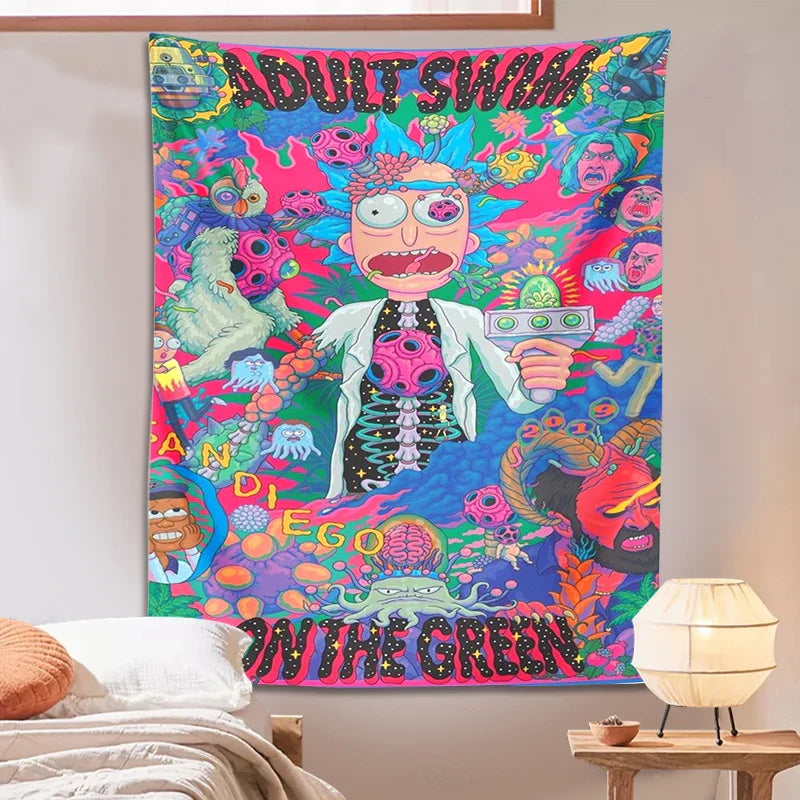 Afralia™ Psychedelic Cartoon Tapestry Wall Hanging for Bedroom Living Room Party Aesthetic