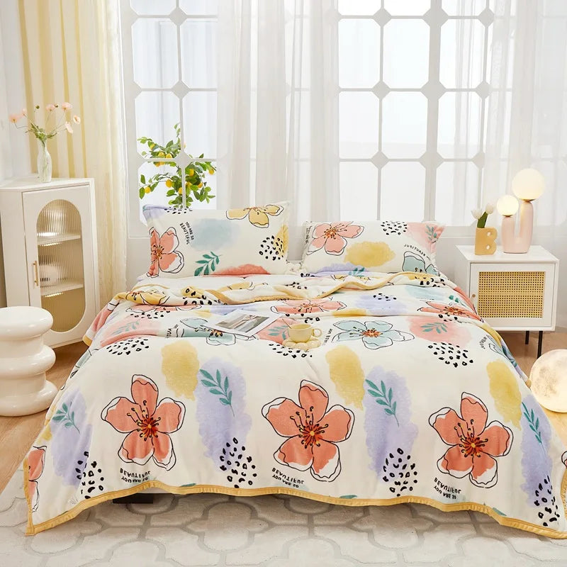 Afralia™ Cozy Flannel Plush Blanket - All Seasons Sofa Cover & Bed Sheet for Queen Double