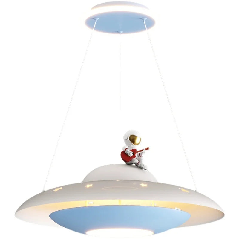 Afralia™ UFO Flying Saucer Space Chandelier for Children's Bedroom, Starry Lights Decor