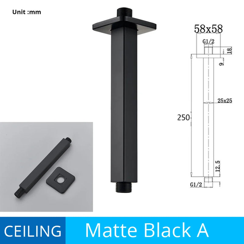 Afralia™ Matte Black Bath Shower Faucet Set, Ceiling Mounted Rainfall Shower Head.