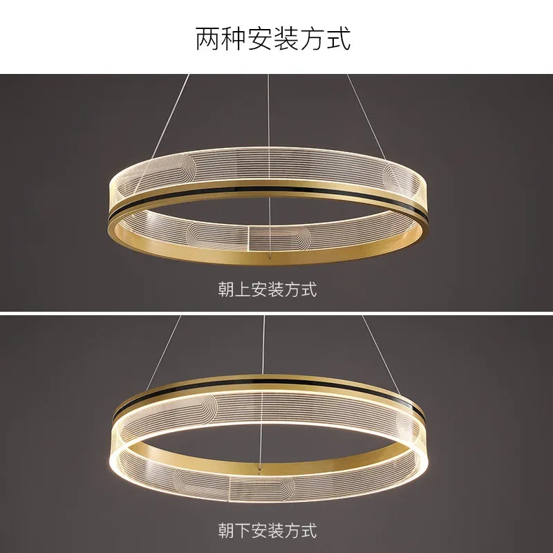 Afralia™ Round LED Light Luxury Chandelier for Living Room & Dining Room