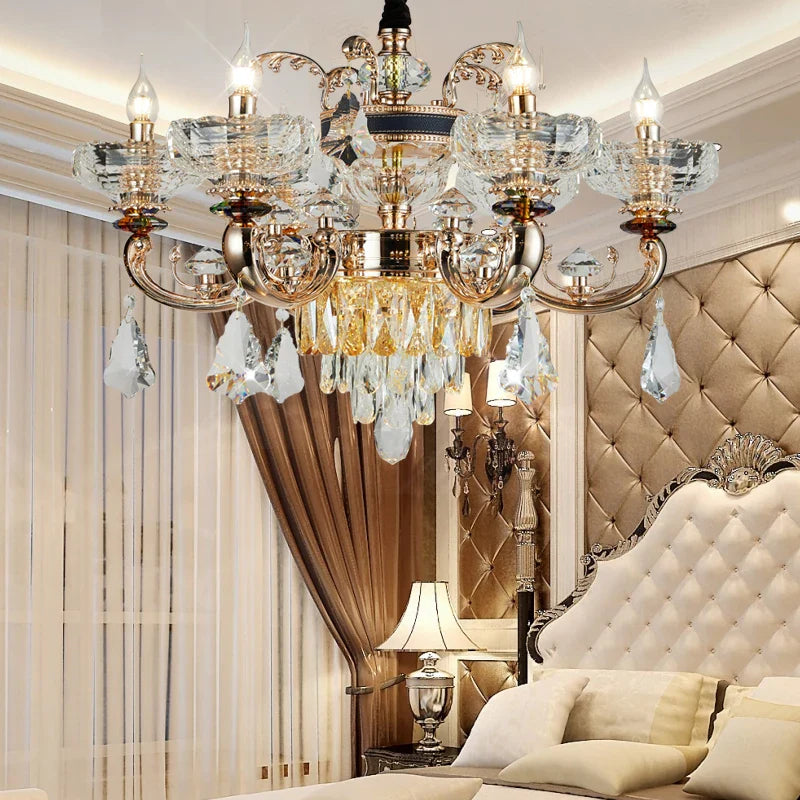 Afralia™ Crystal Candle Chandelier for Home Living Room Dining Bedroom