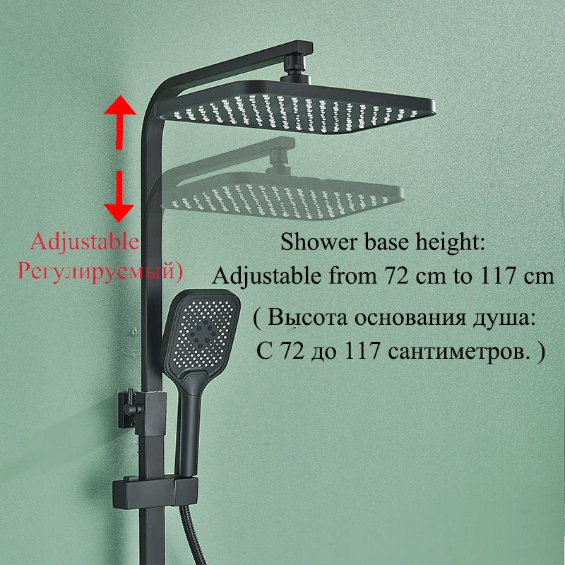 Afralia™ Digital Display Thermostatic Shower Faucet Set with Rainfall Shower Column in Chrome
