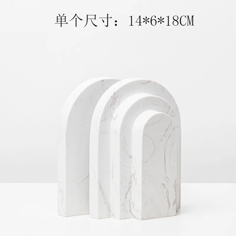 Afralia™ Marble Bookends Pair Vintage Beige Stone Room Decor Home Decoration