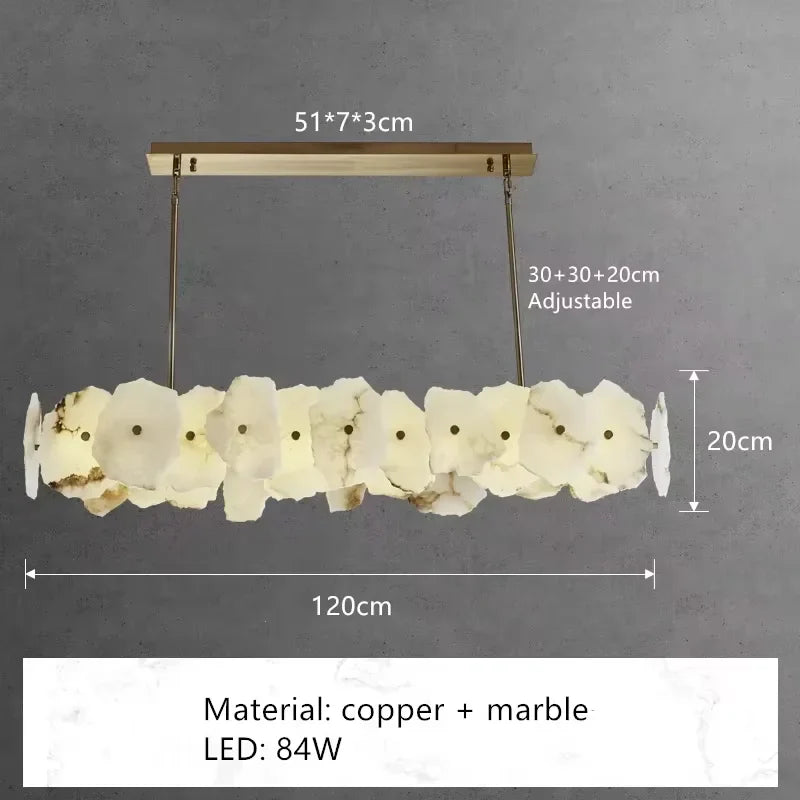 Afralia™ Natural Marble LED Chandelier for Living Room, Bedroom, Dining Room