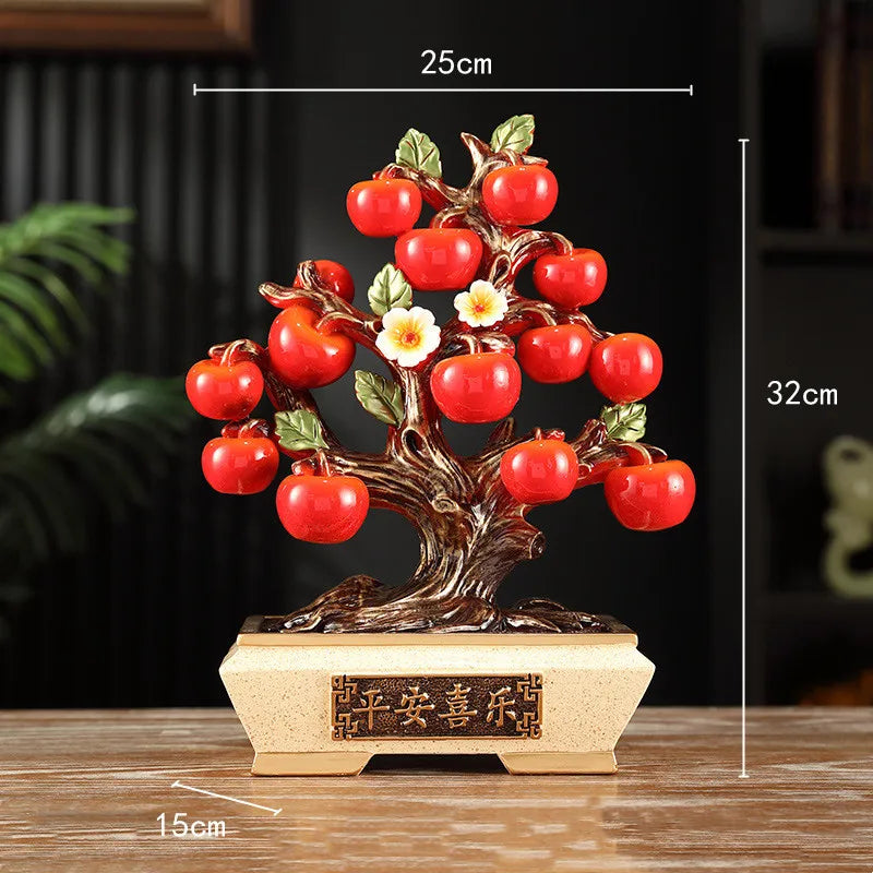 Afralia™ Persimmon Tree Apple Fruit Basket Home Decoration Figurines