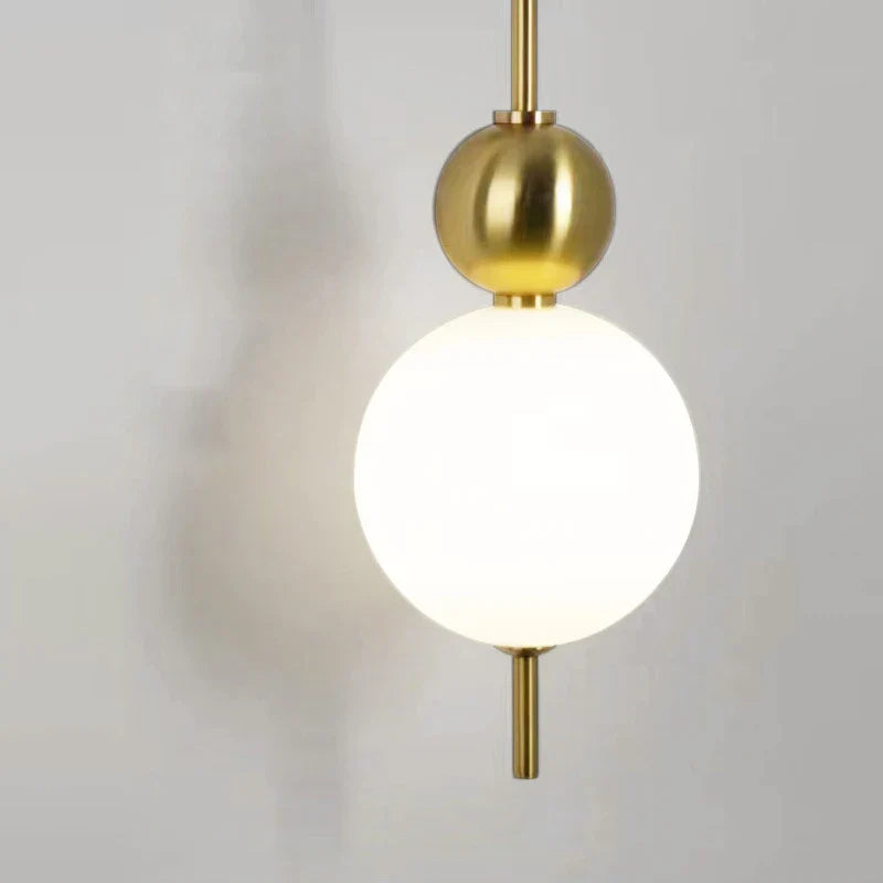 Afralia™ LED Wall Sconce White Acrylic Ball Gold Metal Bedroom Lighting