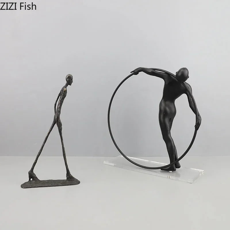 Afralia™ Abstract Cast Iron Acrobatics Sculpture Desk Decoration Slender Figures