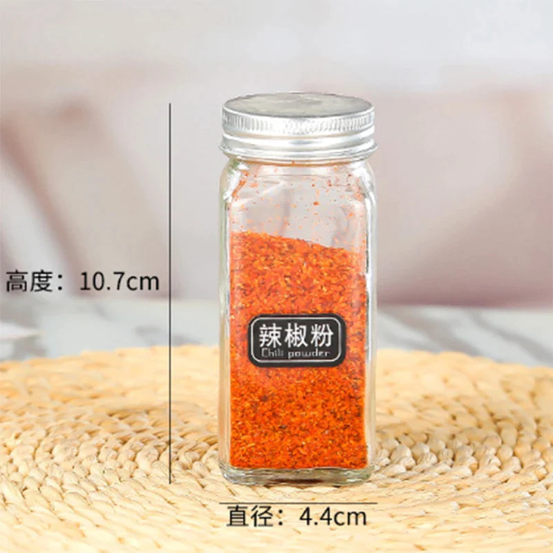 Afralia™ Glass Seasoning Jar Set Kitchen Spice Box Canister BBQ Bottle Jar