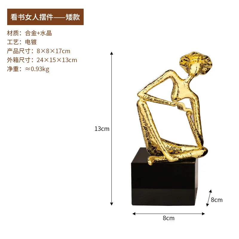 Afralia™ Golden Hat Thinker Figure Sculpture for Home Decor
