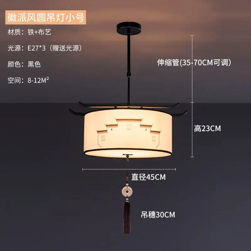 Afralia™ Zen Style Antique Fabric Pendant Light for Chinese Style Bedroom and Tea House