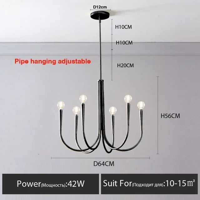 Afralia™ Gold Metal Chandelier: Modern Nordic LED Lighting for Living Room, Kitchen, Dining Room