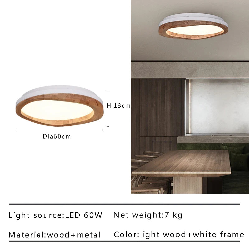 Afralia™ Modern Solid Wood LED Ceiling Light Fixture for Home Decor