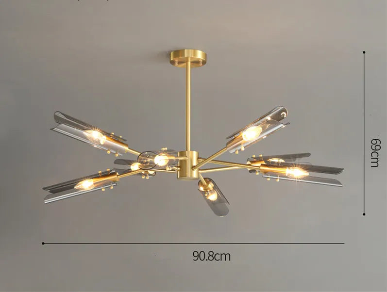 Afralia™ Modern Lustre LED Chandelier with Glass Shades - Luxury Pendant Lighting