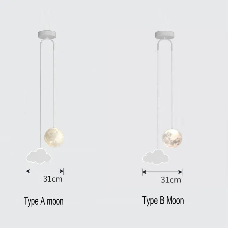 Afralia™ Kids Star Cloud Moon Pendant Lamp with Remote Control Dimming