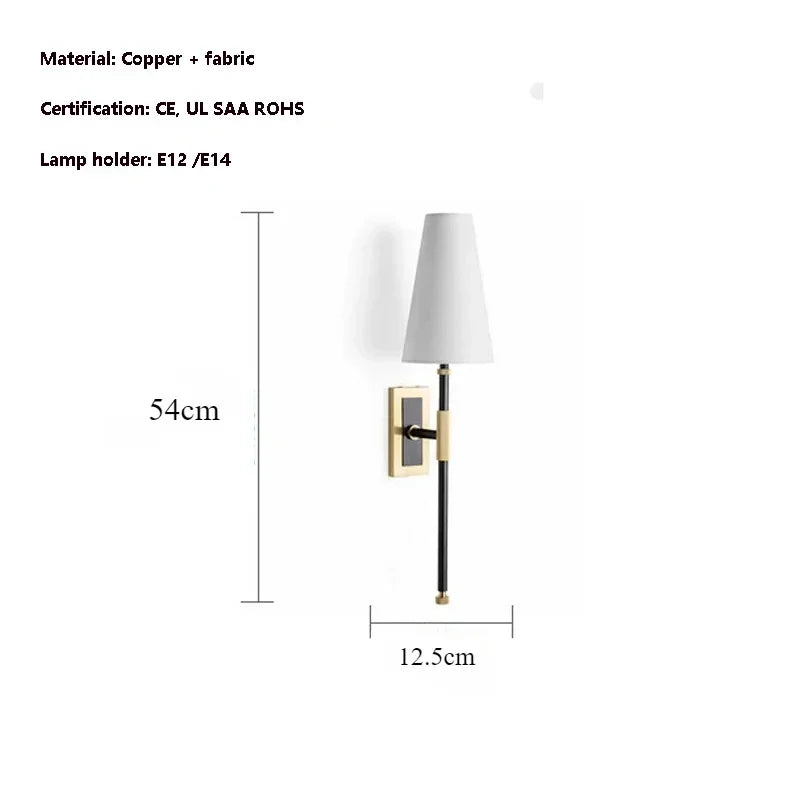 Afralia™ Copper Cloth LED Wall Lamp for Elegant Decor in Bedroom, Living Room & Corridor