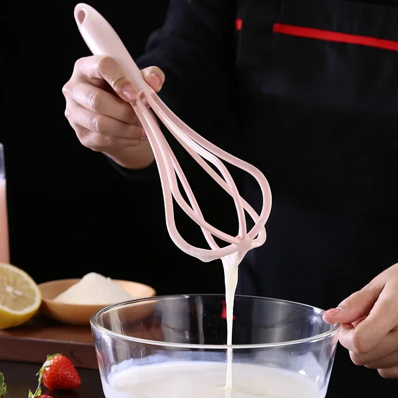 Afralia™ Mini Egg Beater Mixer Silicone Whisk, Multifunctional Manual Kitchen Tool