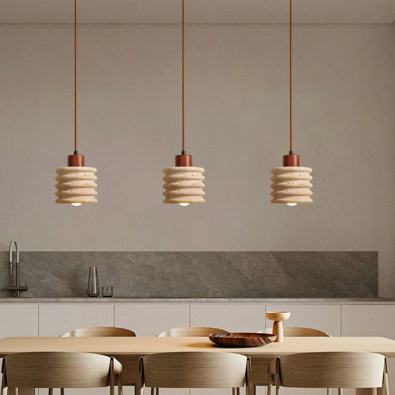 Afralia™ Yellow Travertine LED Pendant Light - Modern Nordic Adjustable Hanging Lamp