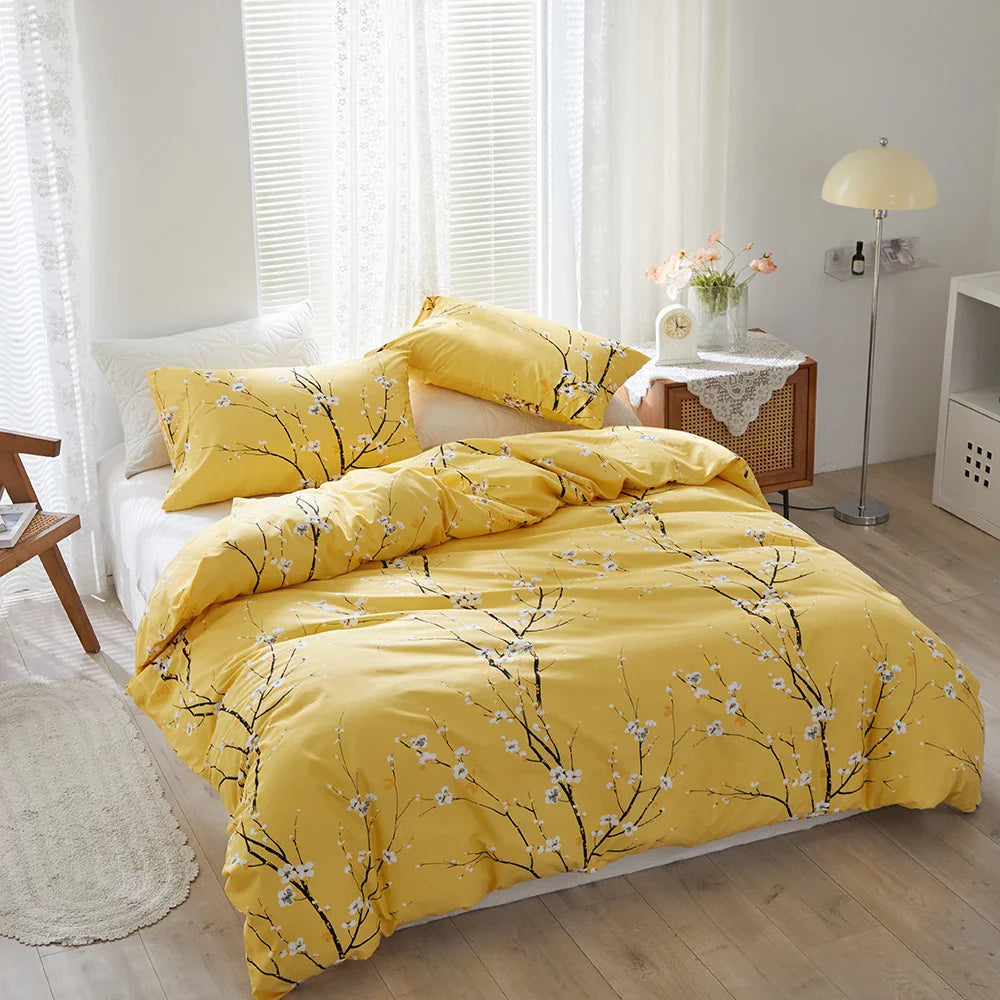 Afralia™ Plum Blossom Queen Duvet Set: Skin-Friendly, Comfortable & Durable