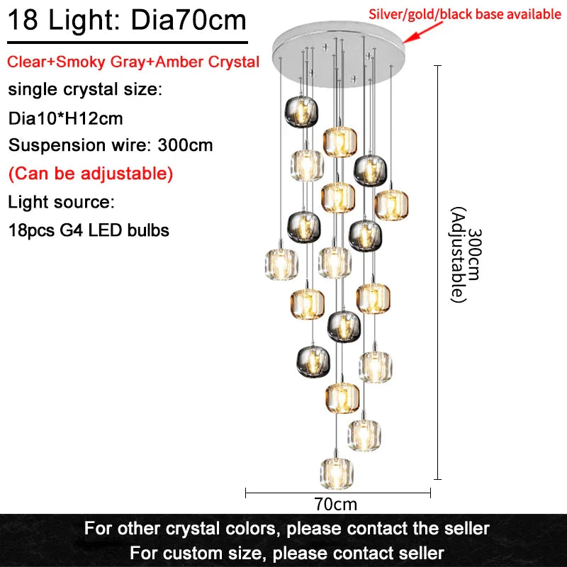 Afralia™ Crystal LED Ceiling Chandelier for Living Room, Bedroom, Dining, and Kitchen