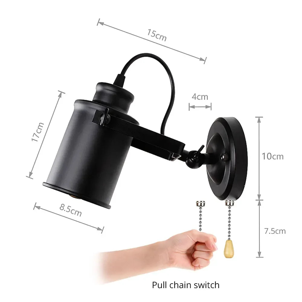 Afralia™ LED Vintage Wall Lamp - Industrial Loft Style Lighting Fixture with Chain Switch