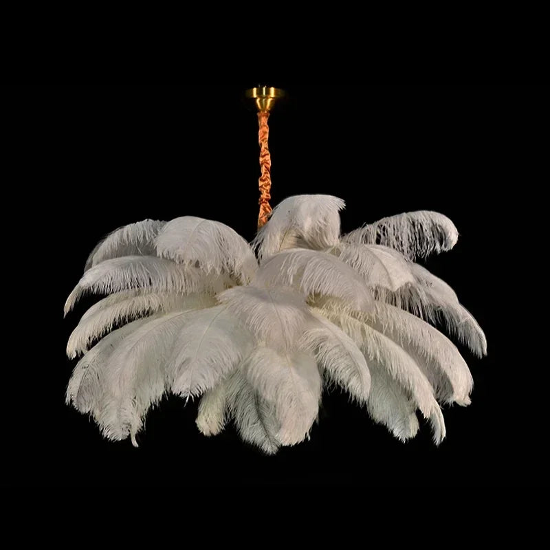 Afralia™ Ostrich Feather LED Pendant Lamp - Nordic Bedroom Living Room Decor