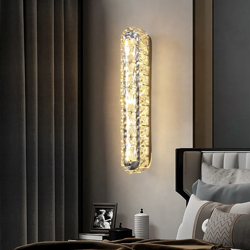 Afralia™ Oval LED Crystal Wall Lamp for Luxury Living Room & Bedroom Decor