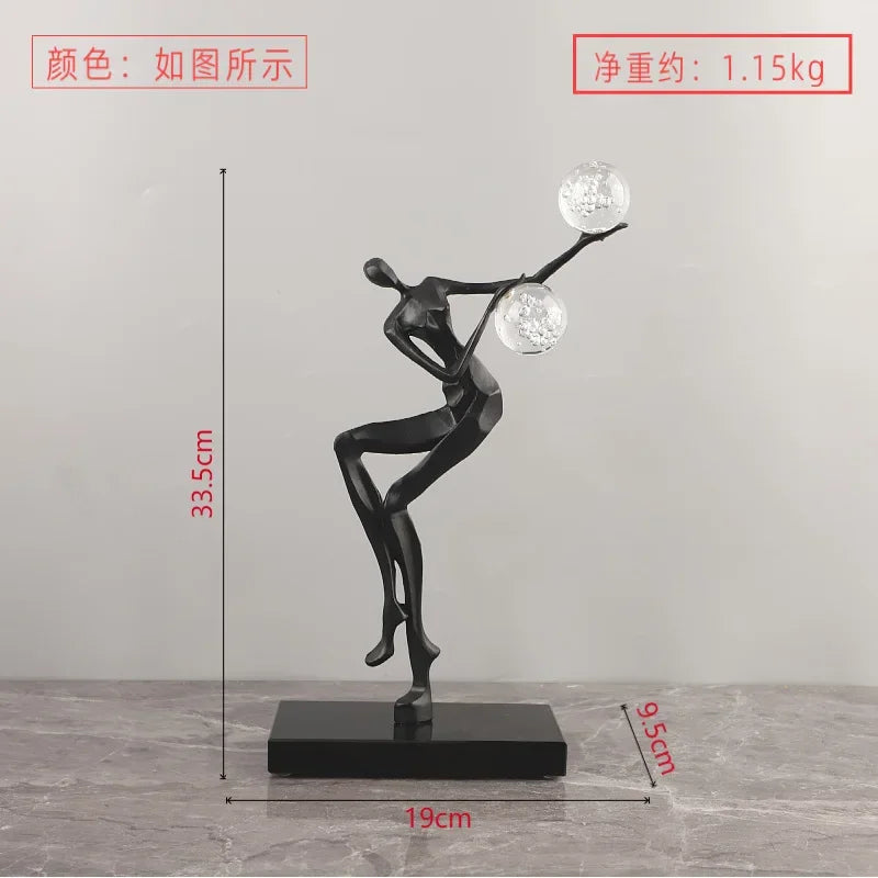 Afralia™ Golden Man Dancing Crystal Ball Acrobatic Sculpture Figure for Home Decor