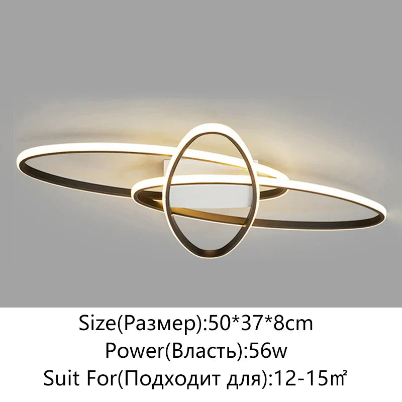 Afralia™ Oval Black LED Ceiling Light for Living Room, Bedroom, Kitchen, and Study