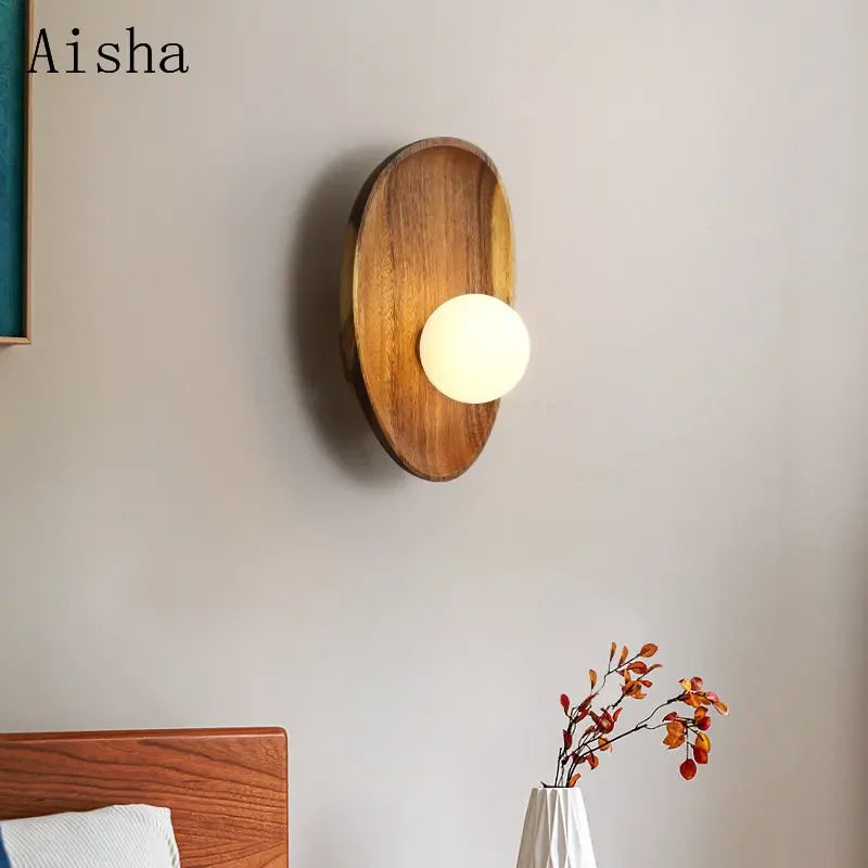 Afralia™ Mood Walnut Wood LED Wall Lamp - Indoor Decorative Lighting