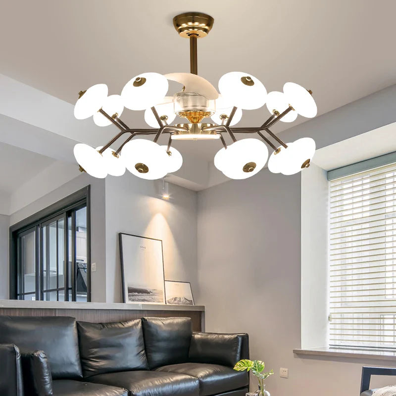 Afralia™ Nordic Luxury Ceiling Fan with Remote Control LED Light for Home Bedroom