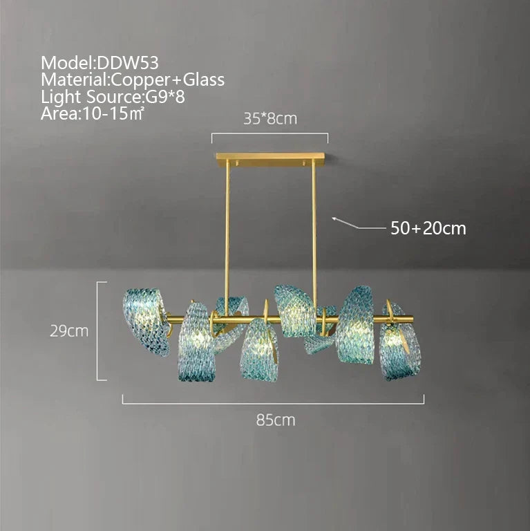 Afralia™ Peacock Leaf Glass LED Pendant Chandelier