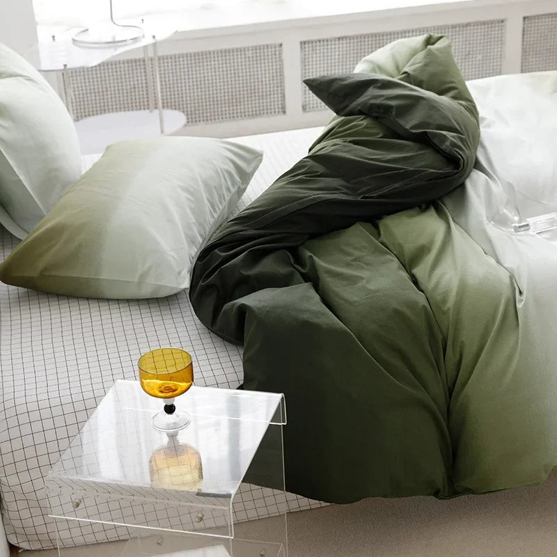 Afralia™ Soft Gradient Print Bedding Set for Student Dorm Home - Nordic Style Sleep Naked Bedclothes