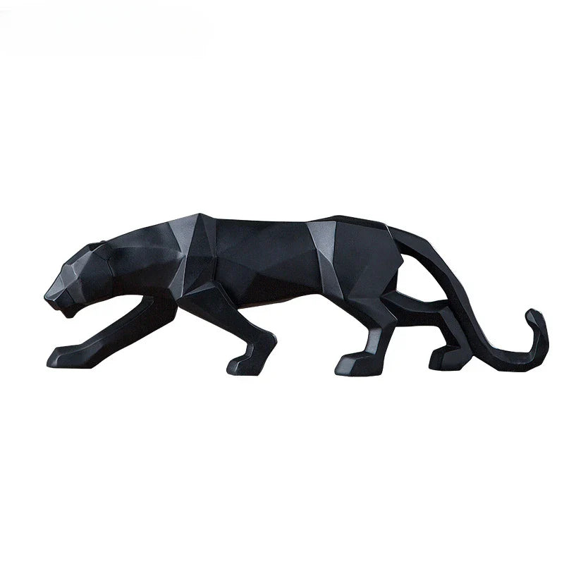 Afralia™ Panther Statue Geometric Resin Leopard Sculpture Home Office Decor Craft