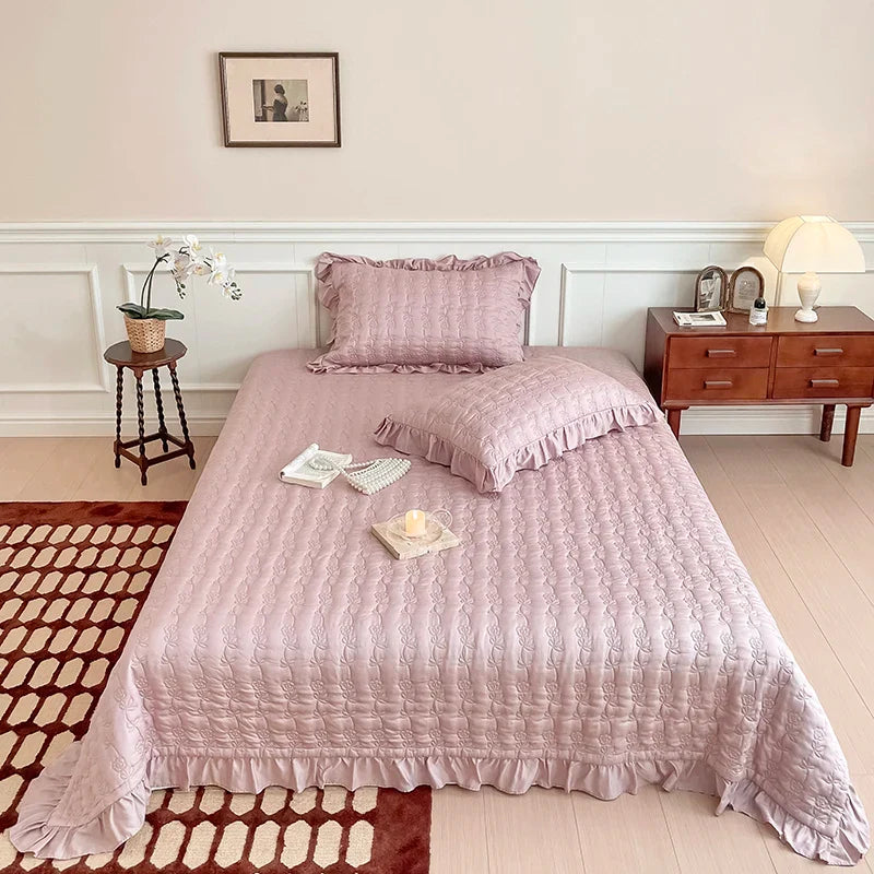 Afralia™ Lyocell Flower Embroidery Bedspread Set