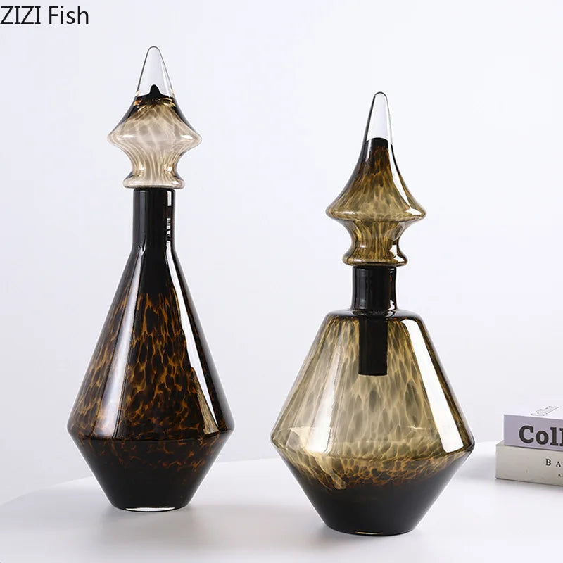 Afralia™ Leopard Print Glass Vase: Creative Flower Arrangement for Aesthetic Room Decor
