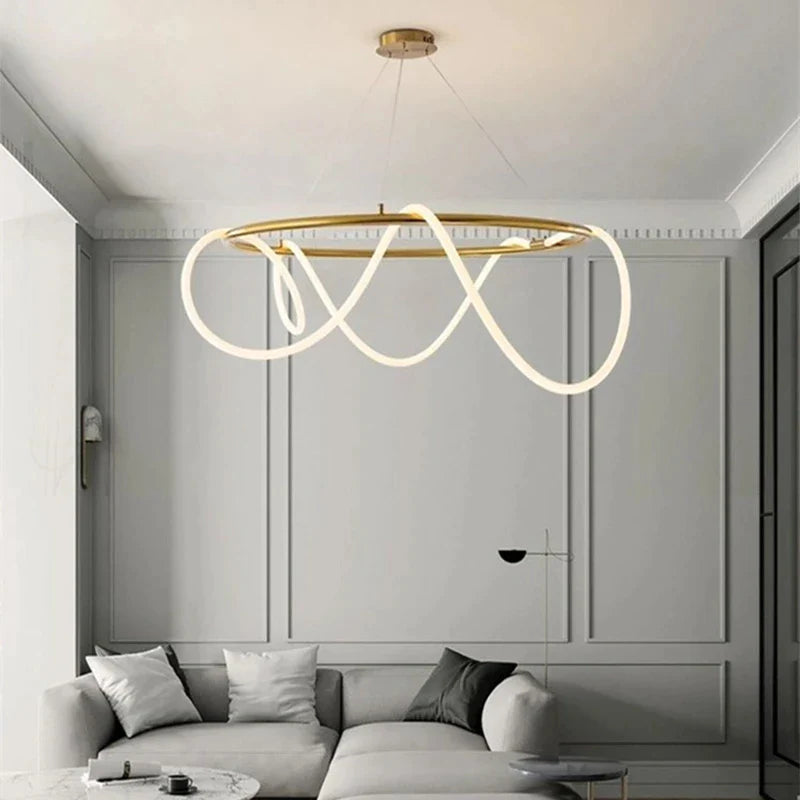 Afralia™ Circle Note Linear Light: Modern Minimalist Nordic Pendant Lamp for Bedroom, Living Room