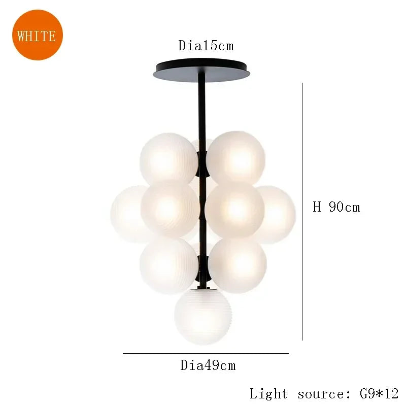Afralia™ Nordic Grape Glass Chandelier Pendant Light for Minimalist Interior Decor