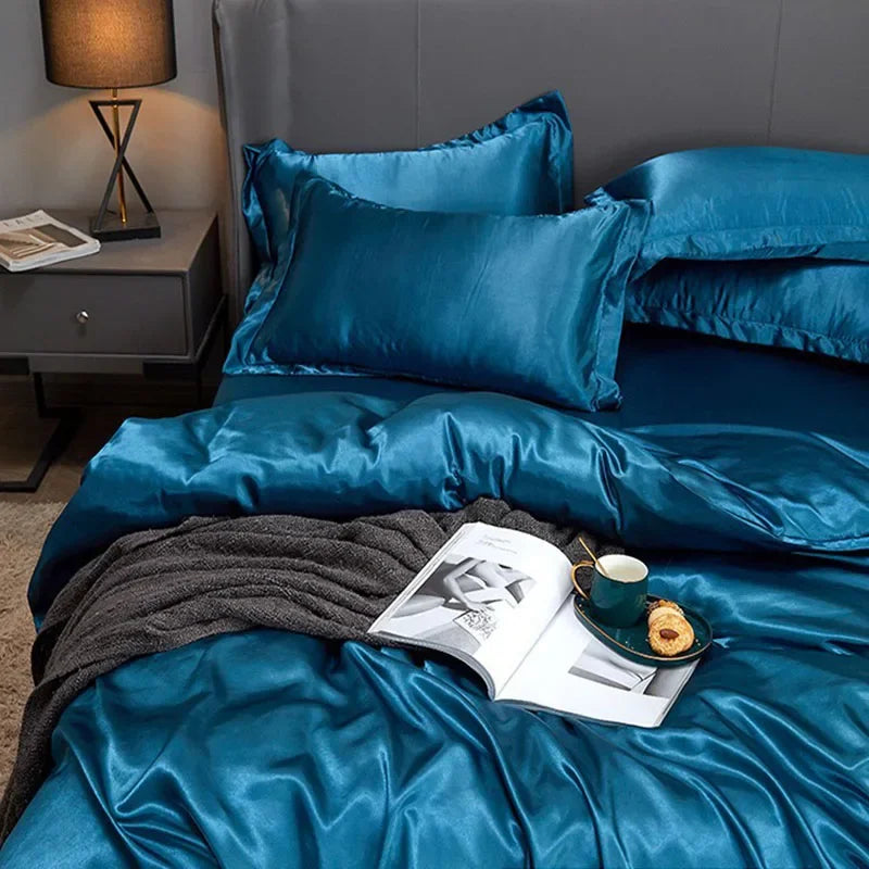 Afralia™ Nordic Silk Comforter Cover Set for Single Double, Smooth & Skin Friendly