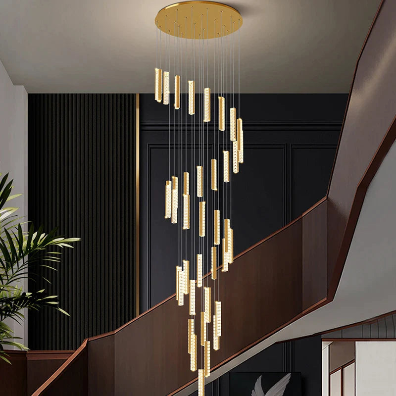 Afralia™ Luxury Crystal LED Chandelier for Modern Villa Staircase & Living Room