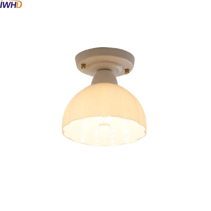 Afralia™ Ceramic LED Ceiling Light Creamy White Nordic Indoor Lighting Fixture