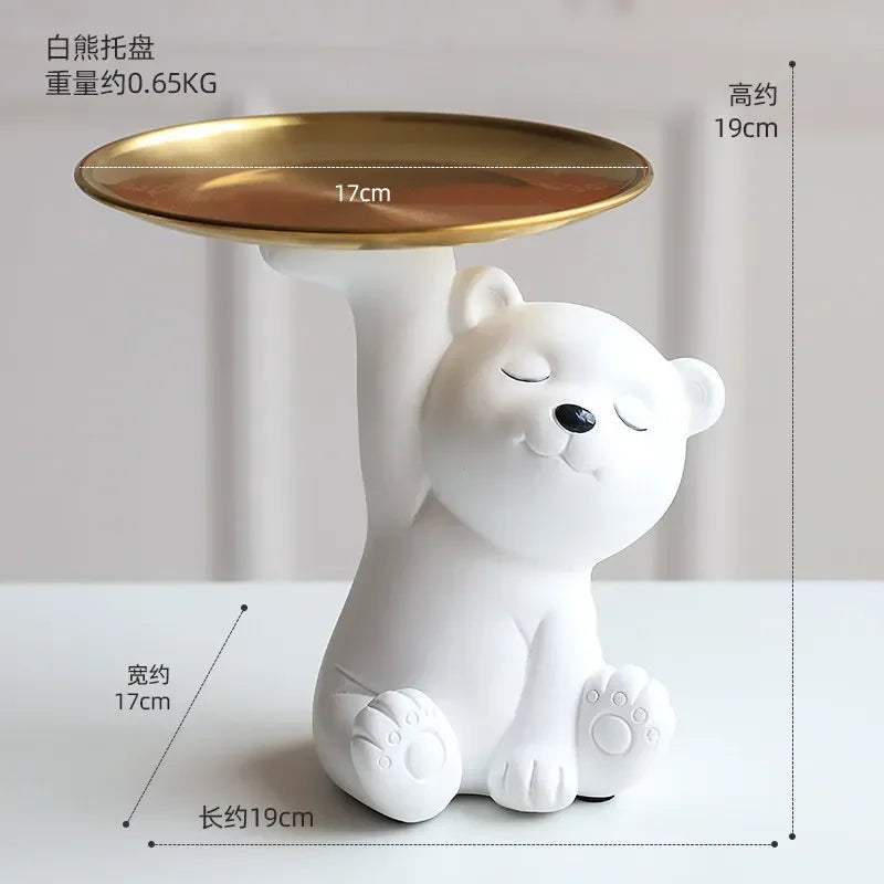 Afralia™ Bear Figurine Resin Sculpture Home Decor Storage Box Living Room Ornaments