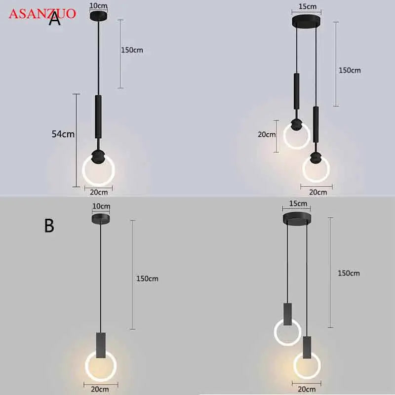 Afralia™ Nordic Double Head Metal Ring Pendant Light for Bedroom and Dining Room